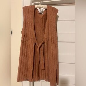 Sleeveless Ribbed Tie-Front Vest